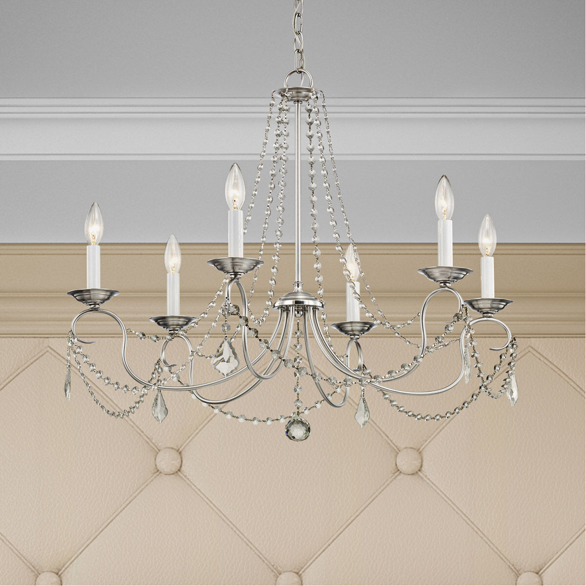Pennington 6 Light 28 inch Brushed Nickel Chandelier Ceiling Light