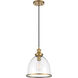 Vintage 1 Light 11 inch Natural Brass Pendant Ceiling Light
