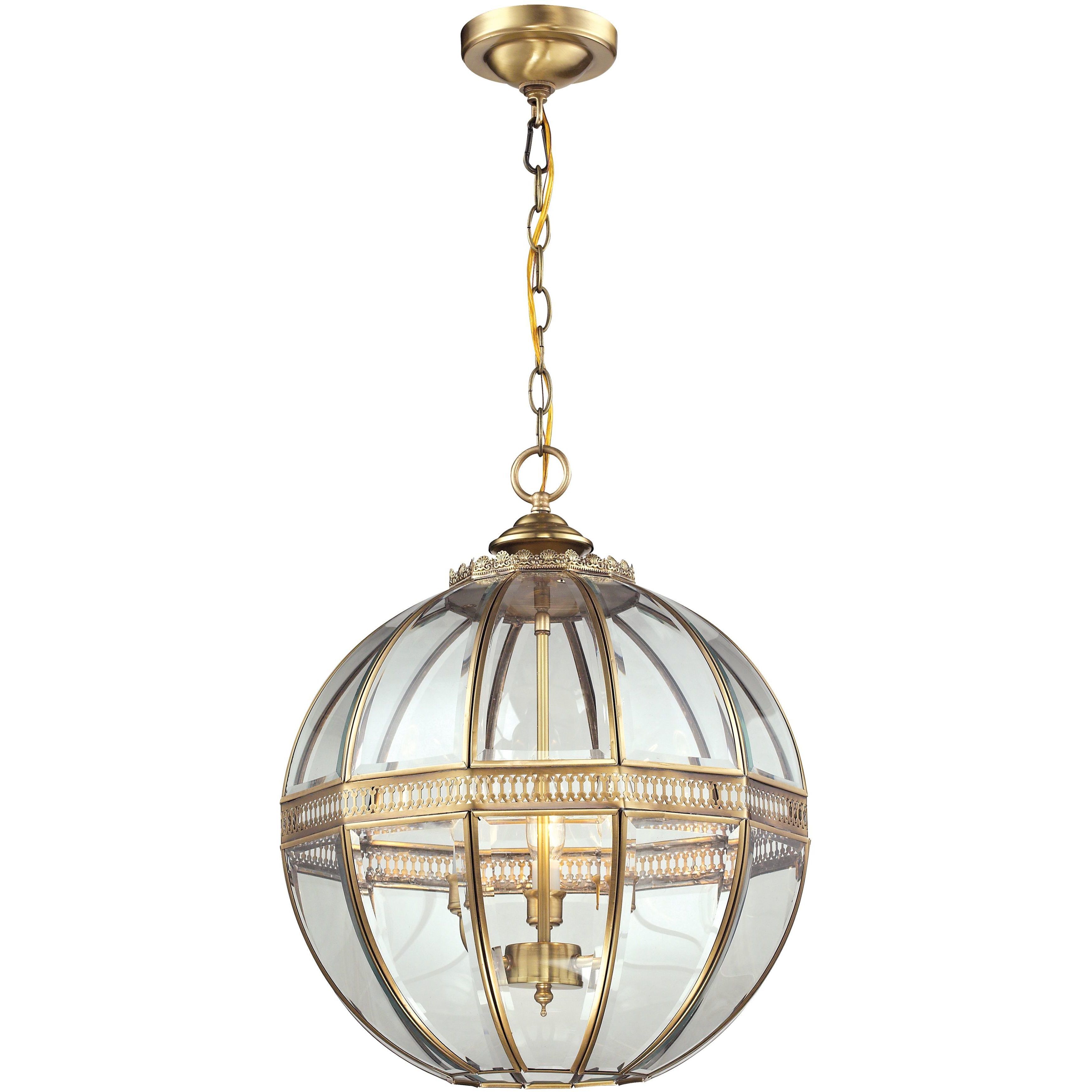 Randolph 3 Light 16 inch Brushed Brass Pendant Ceiling Light