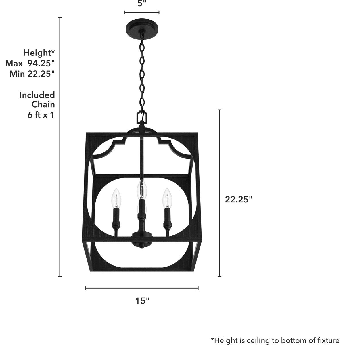 Highland Hill 4 Light 15 inch Rustic Iron Pendant Ceiling Light
