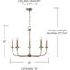 Presley 5 Light 31 inch Aged Brass Chandelier Ceiling Light