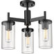 Winslett 3 Light 16.5 inch Matte Black Semi-Flush Mount Ceiling Light, Damp