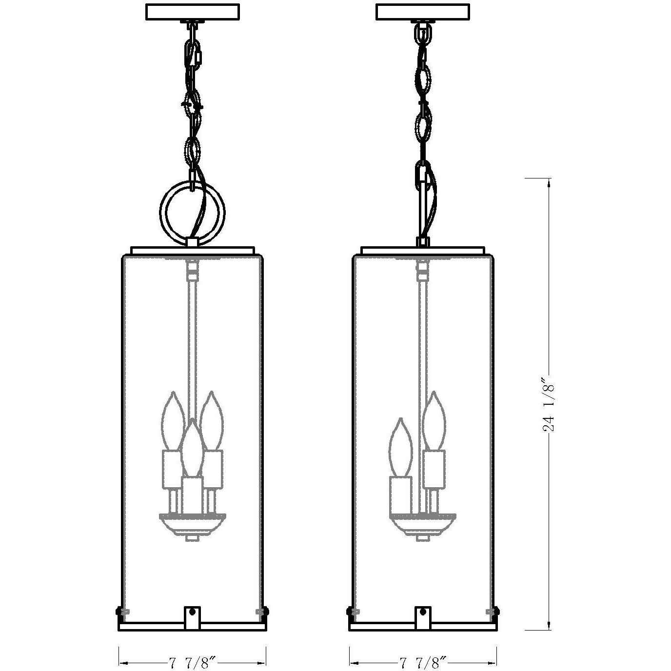 Sana 3 Light 8 inch Black Outdoor Chain Mount Ceiling Fixture