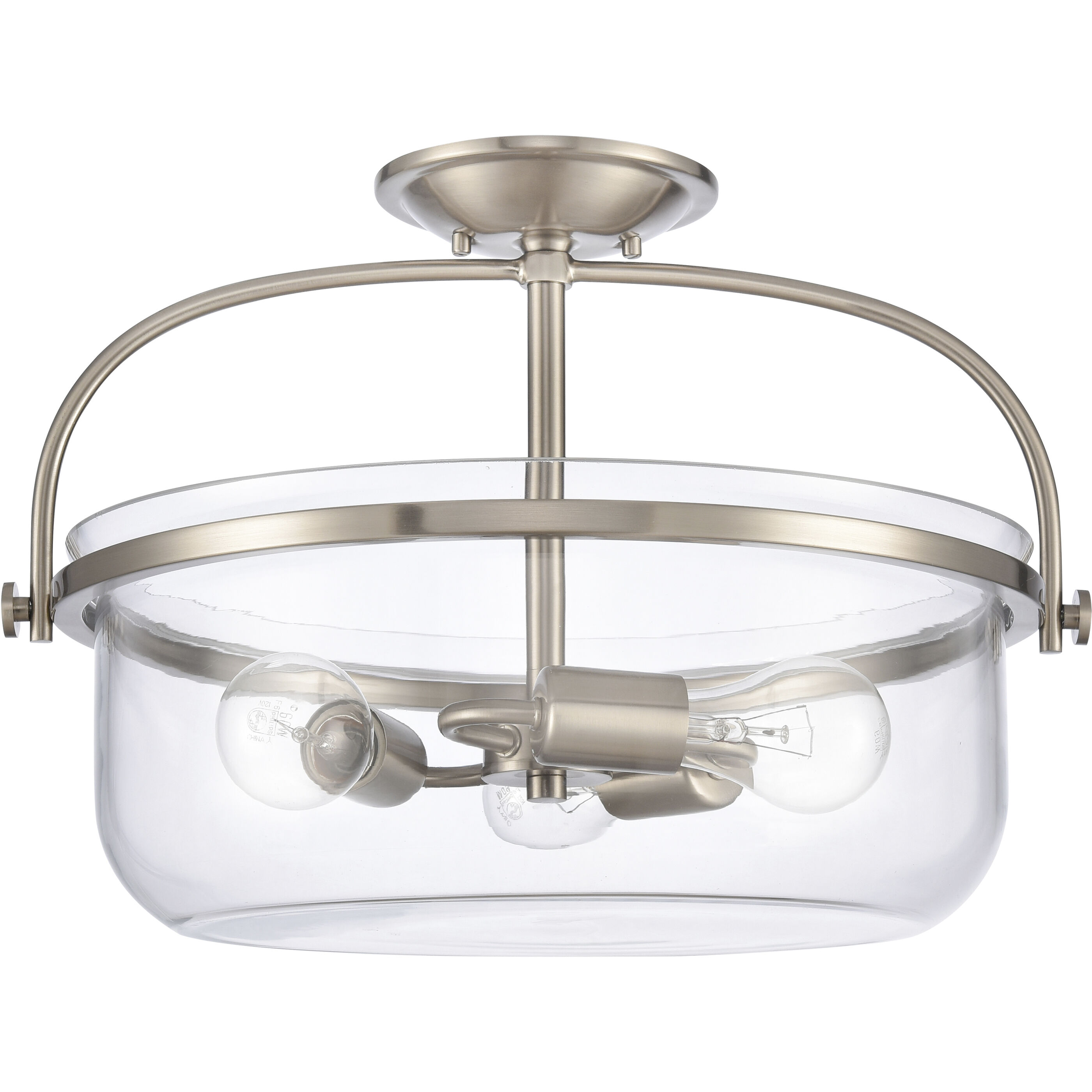 Wentworth 3 Light 17 inch Brushed Nickel Semi Flush Mount Ceiling Light