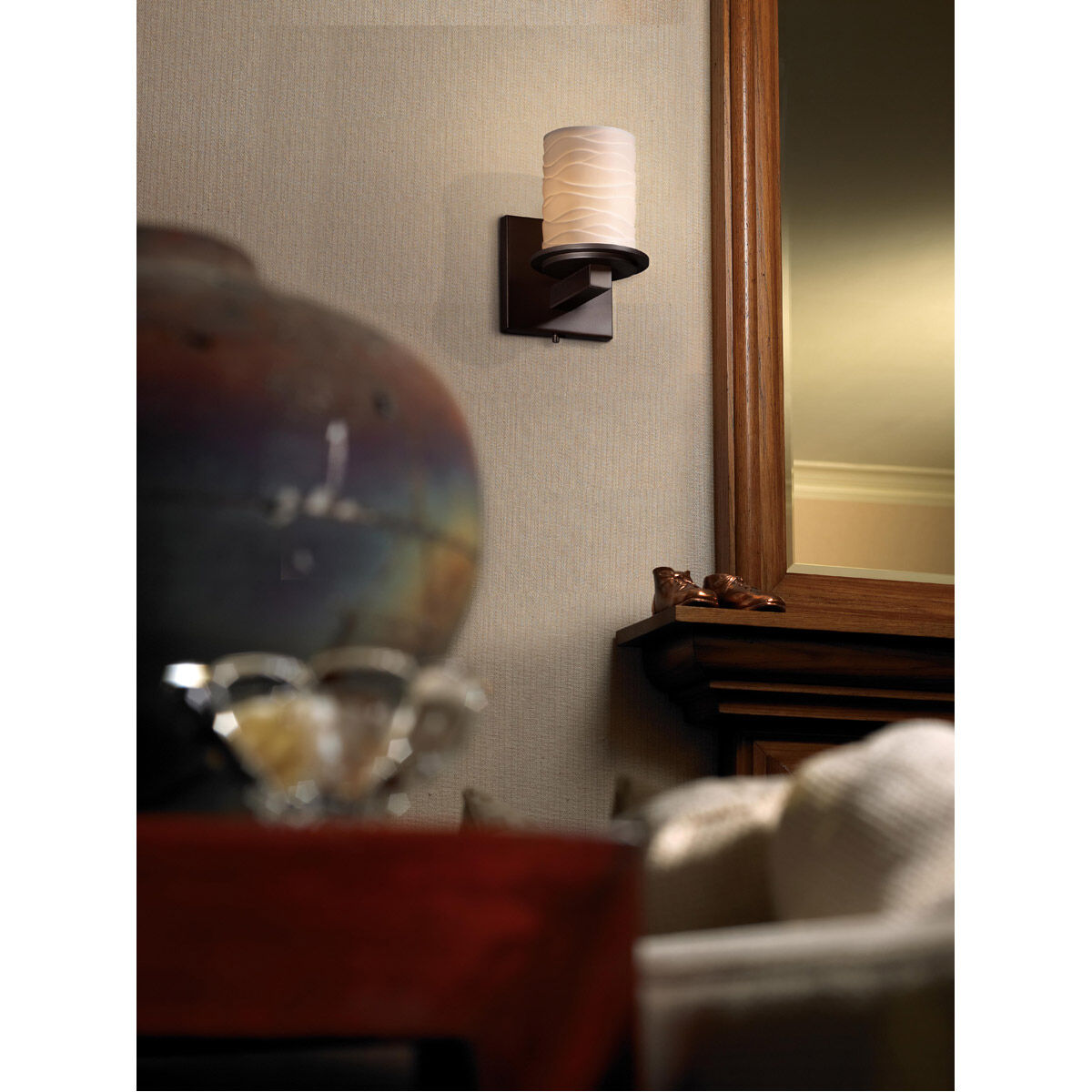 Limoges Wall Sconce Wall Light in Dark Bronze, Waves, Incandescent