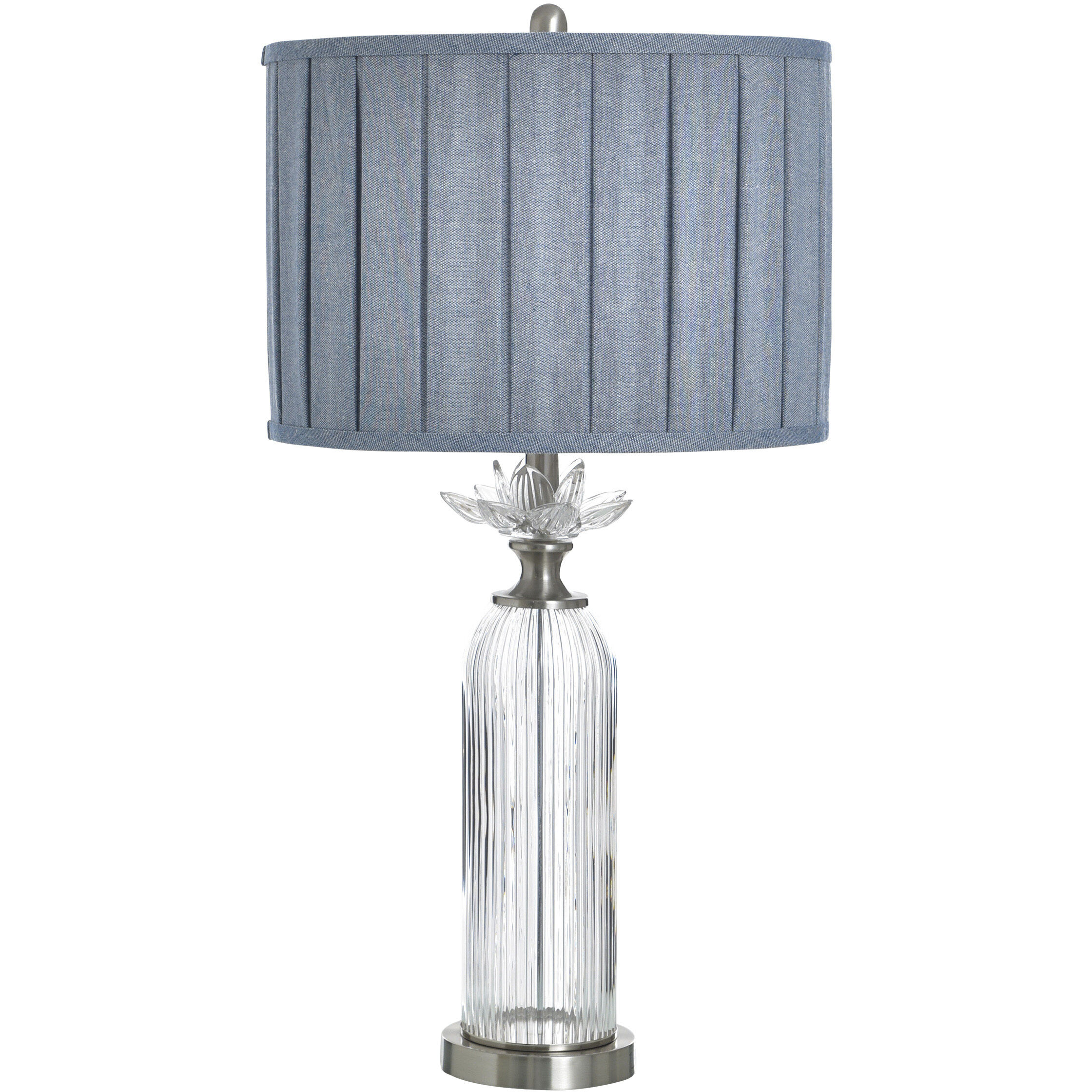 Lotus 30.5 inch 100 watt Lotus Silver and Blue Table Lamp Portable Light