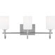 Oak Moore 3 Light 23.88 inch Brushed Nickel Bath Vanity Wall Light