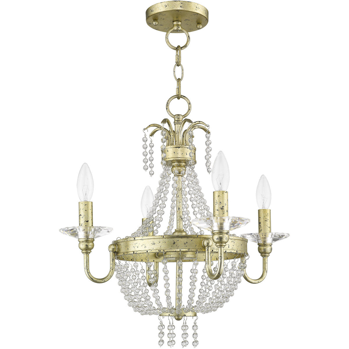 Valentina 4 Light 18 inch Hand Applied Winter Gold Convertible Mini Chandelier/Ceiling Mount Ceiling Light