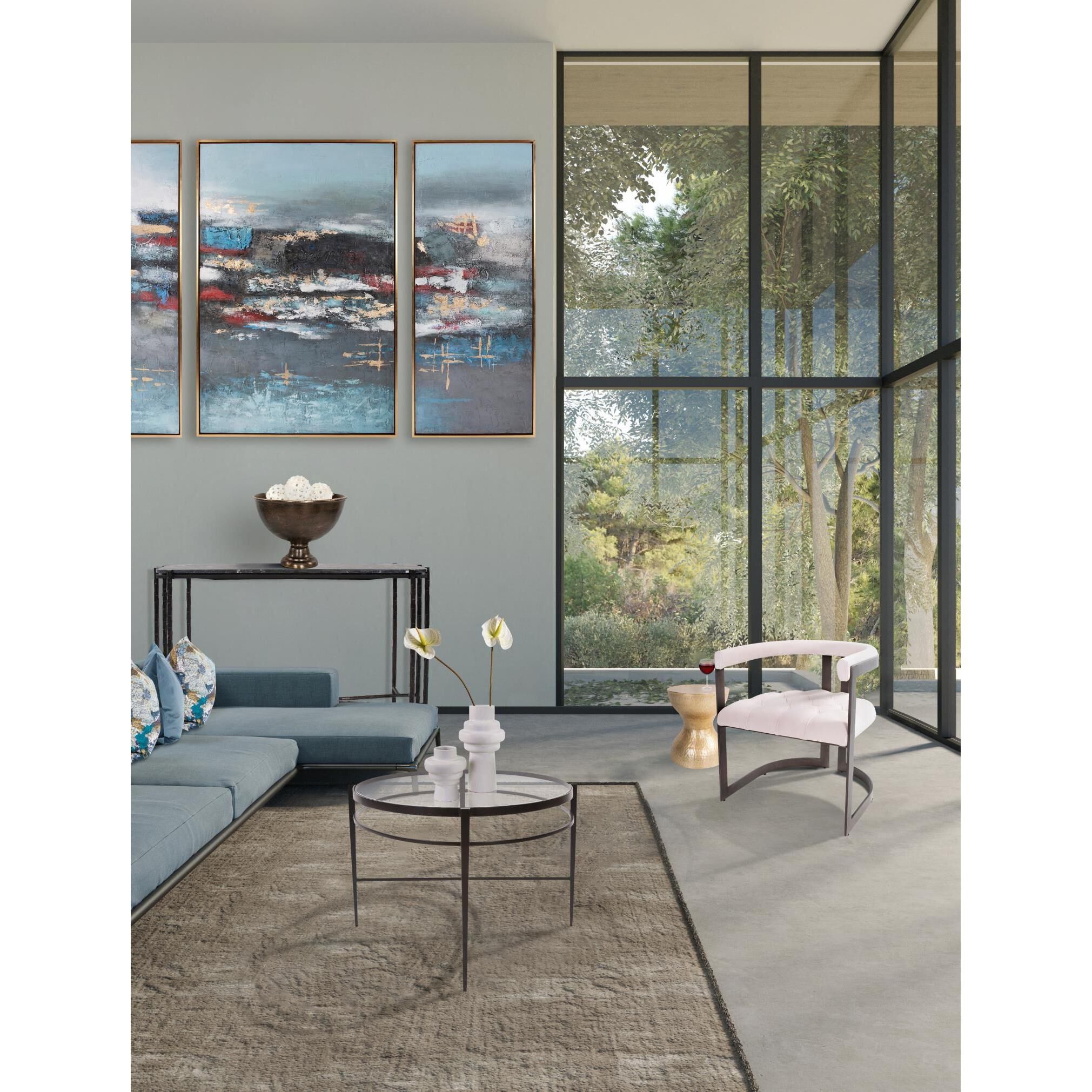 Bantry Cream and Gunmetal Armchair