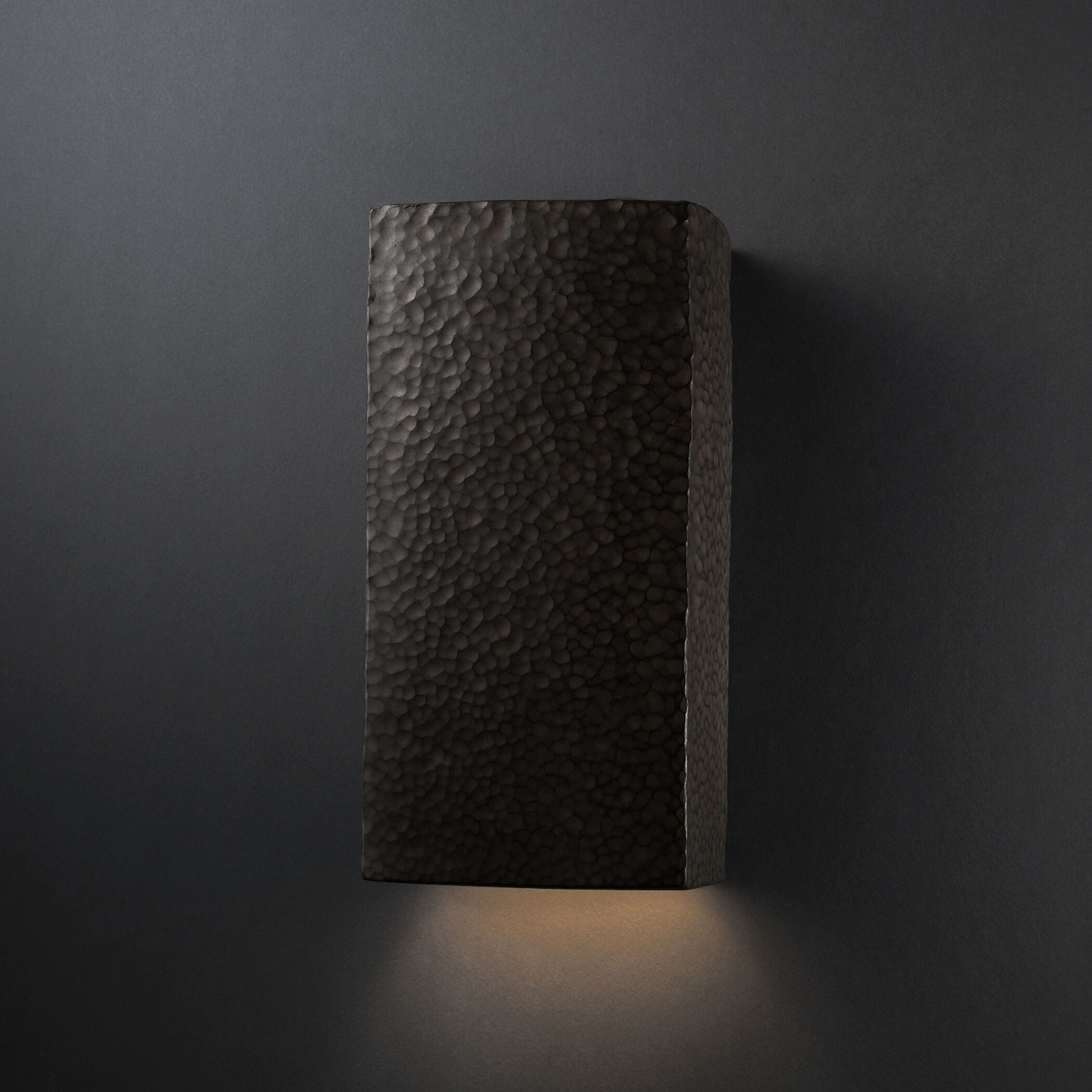 Ambiance Rectangle LED 7.25 inch Hammered Iron Wall Sconce Wall Light, Large