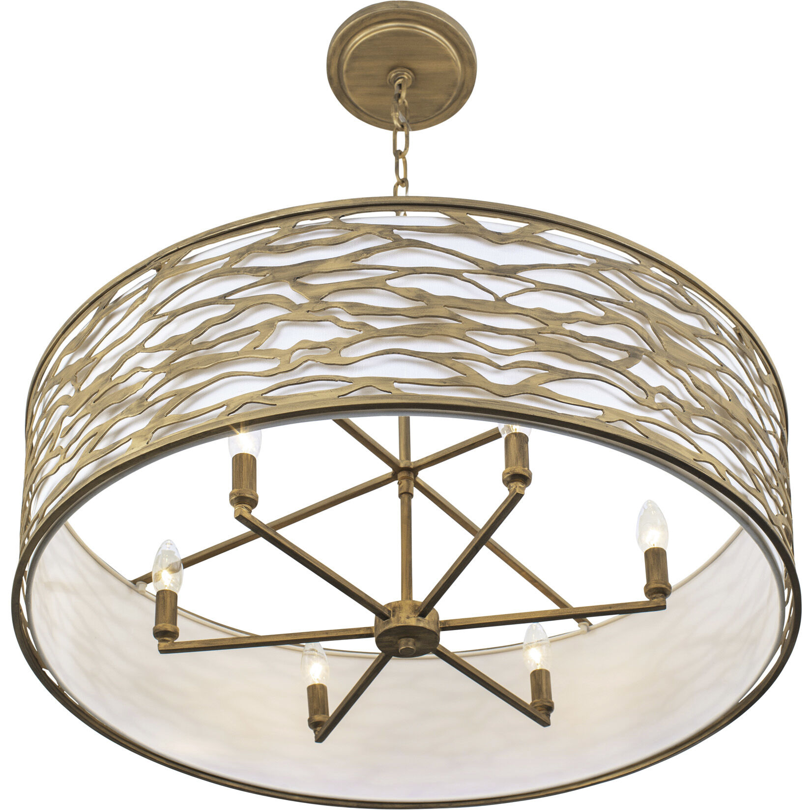 Kato 6 Light 30 inch Havana Gold Semi-Flush Mount Ceiling Light
