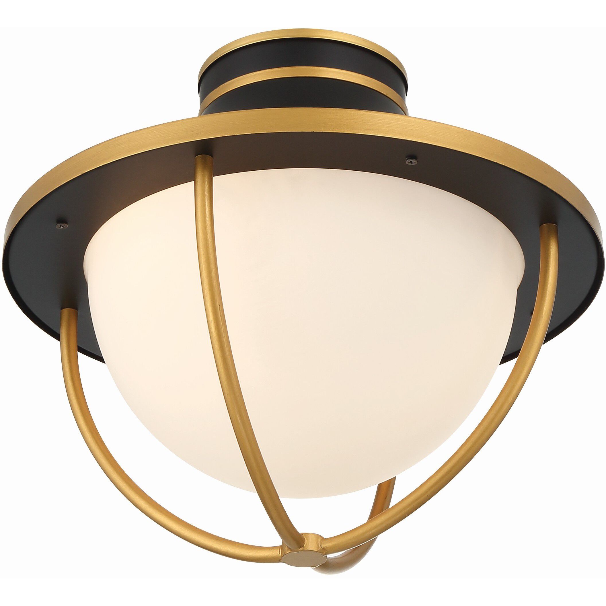 Atlas 2 Light 13.5 inch Matte Black/Textured Gold Outdoor Semi Flush