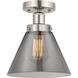 Cone 1 Light 7.75 inch Brushed Satin Nickel Semi-Flush Mount Ceiling Light