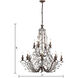 Sagemore 12 Light 37 inch Bronzed Rust with Clear Chandelier Ceiling Light