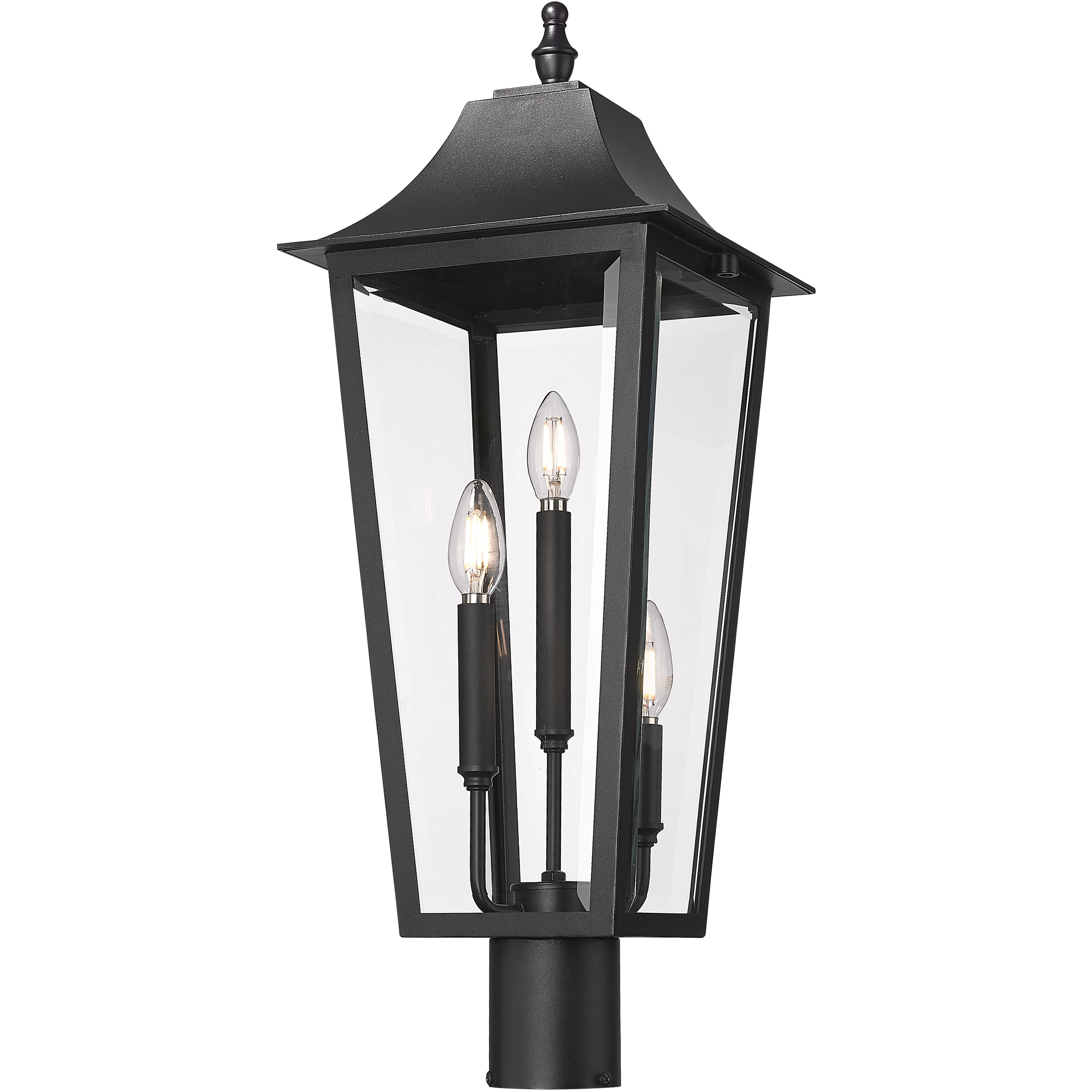 Gannon 3 Light 26.75 inch Black Outdoor Post Mount Fixture