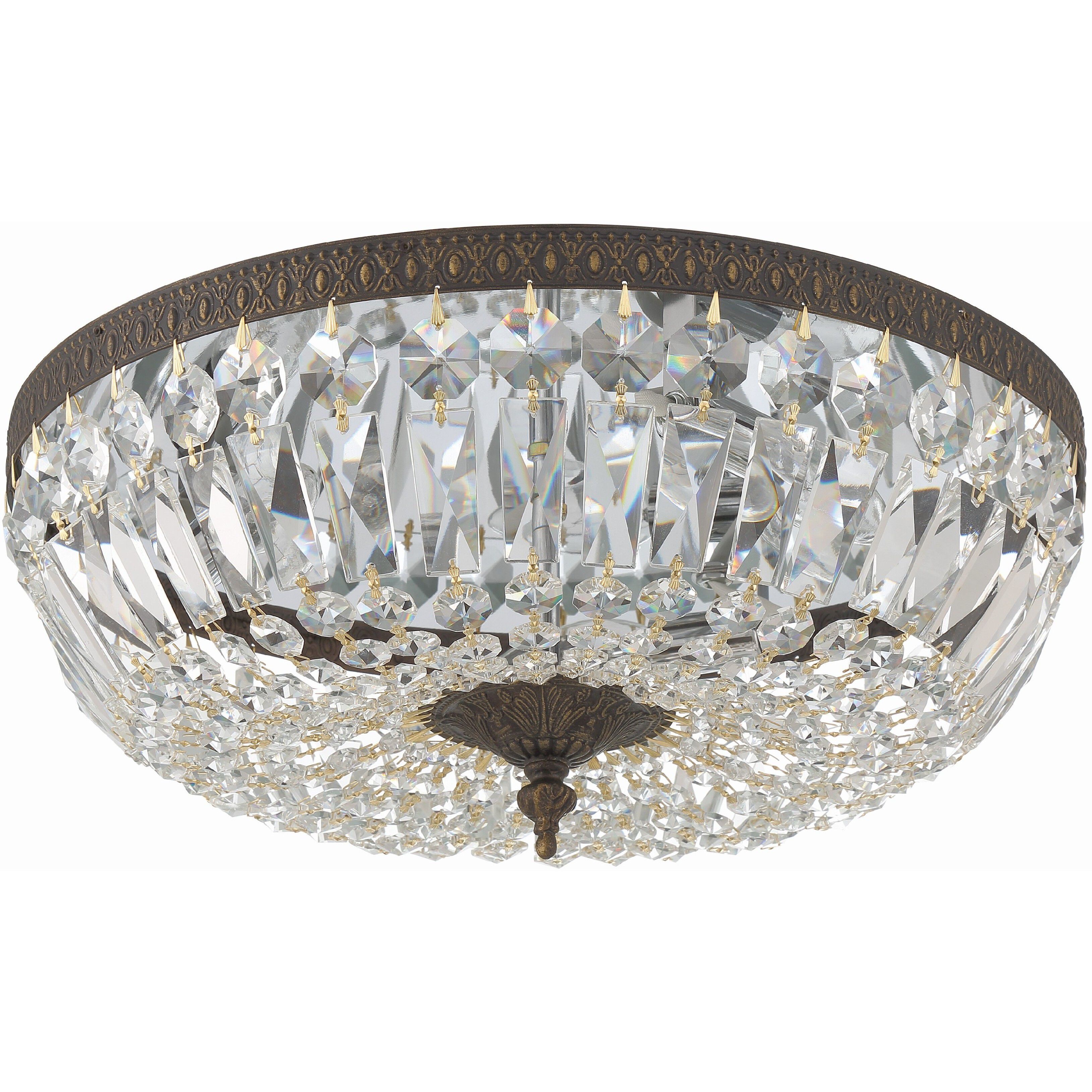Waltham 3 Light 16 inch English Bronze Flush Ceiling Light in Clear Spectra
