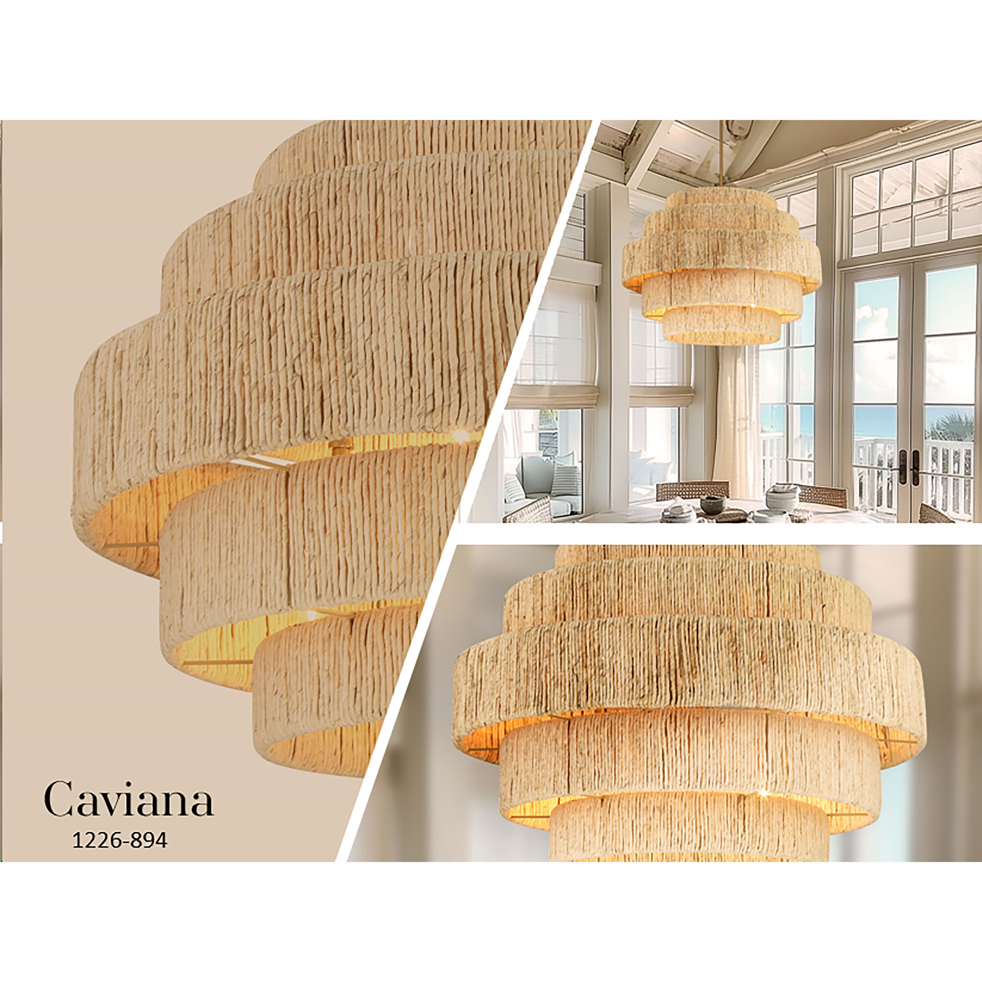 Caviana 6 Light 31 inch Signature Brass Pendant Ceiling Light