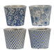 Terracotta Blue and White Outdoor Planter, Set of 4