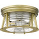 Cape Harbor 2 Light 12 inch Rubbed Brass Flush Mount Ceiling Light