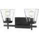 Lauren 2 Light 16 inch Matte Black Vanity Wall Light