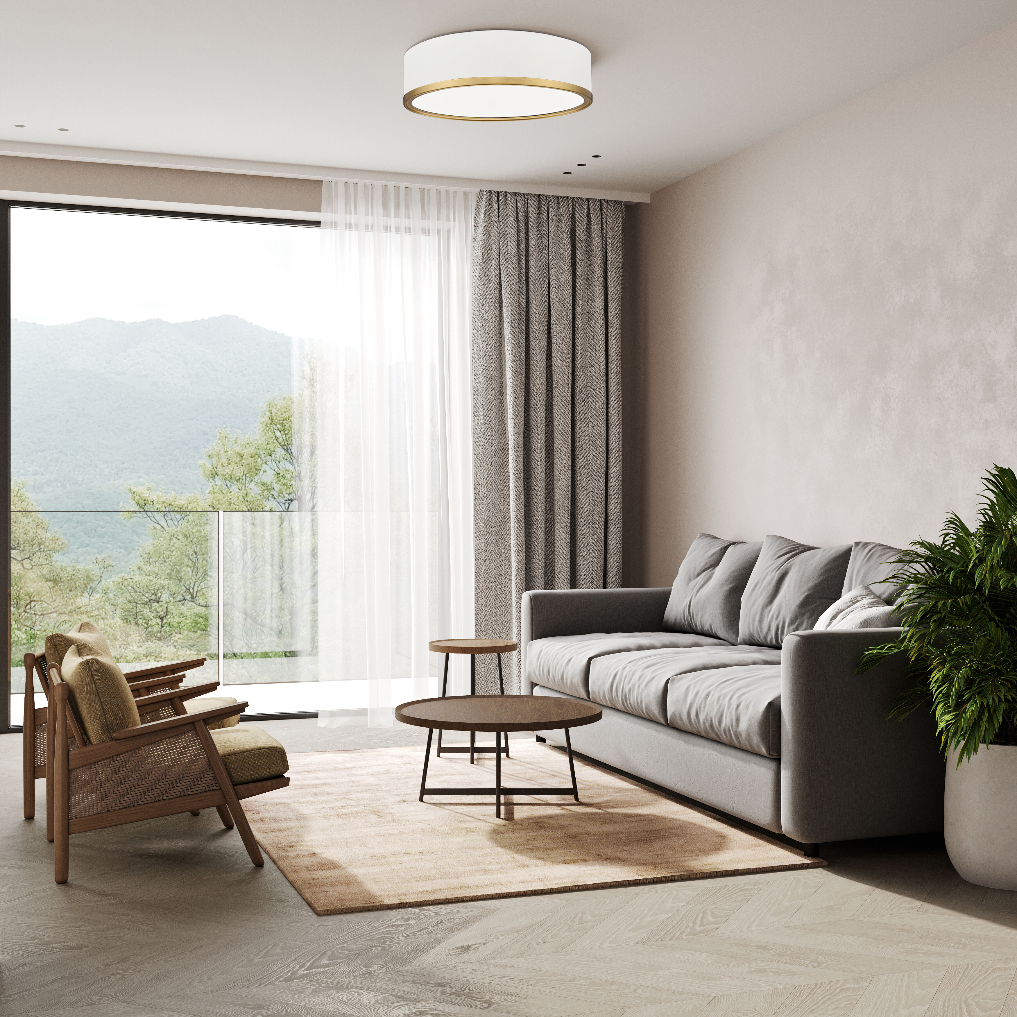 Bradley LED 16 inch Matte White and Modern Gold Flush Mount Ceiling Light