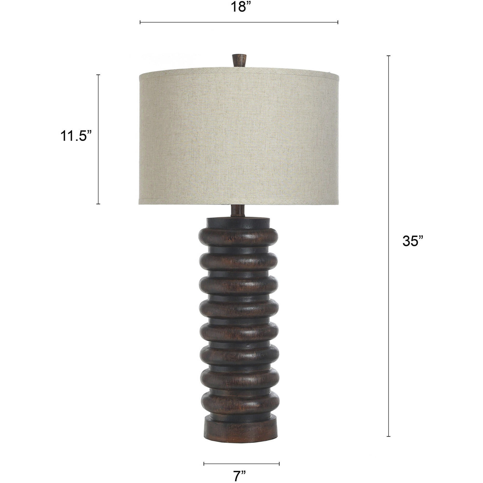 Signature 35 inch 150 watt Dark Teak Table Lamp Portable Light
