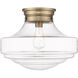 Ingalls 1 Light 16 inch Modern Brass Semi-Flush Mount Ceiling Light in Clear Glass, Large