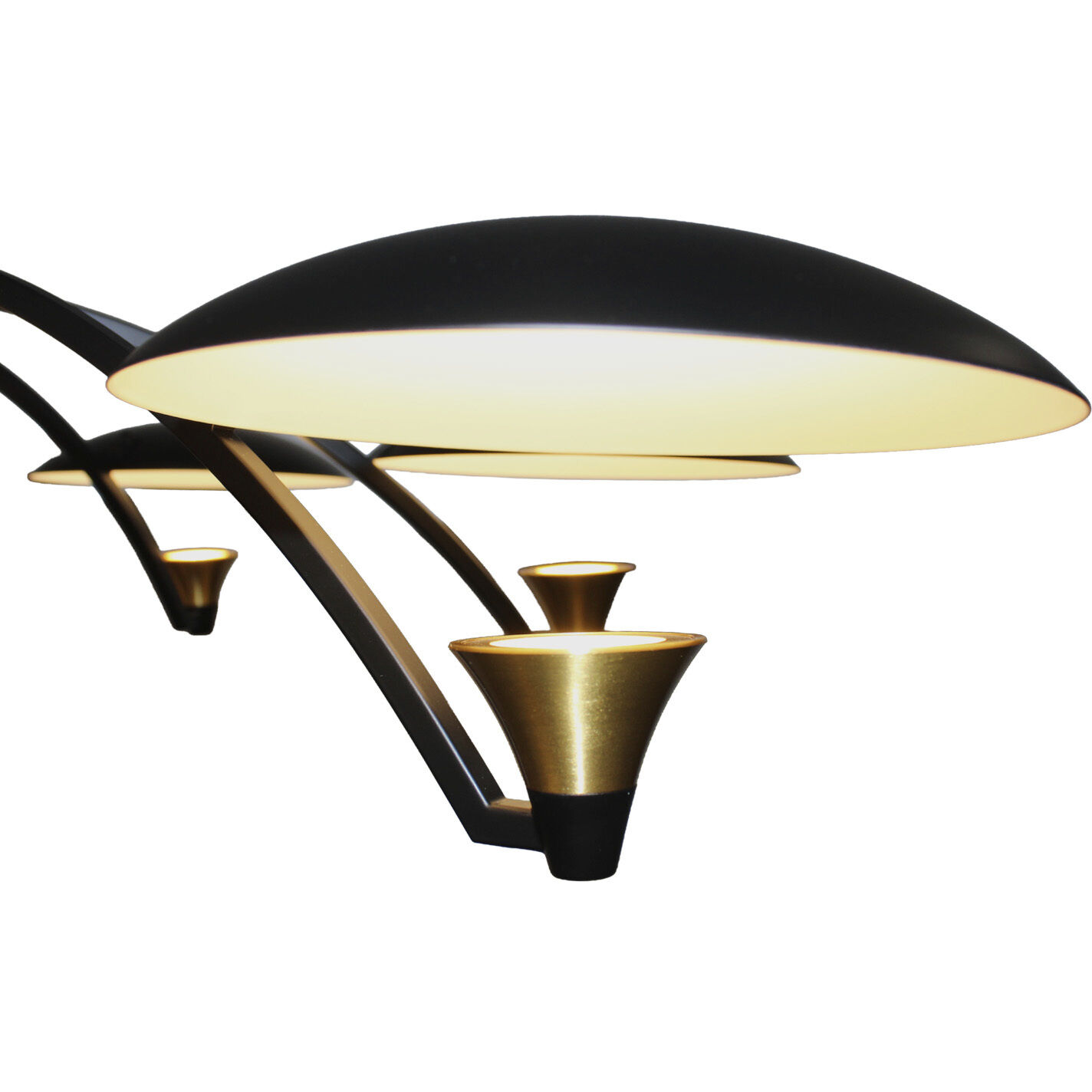 Redding LED 31 inch Matte Black with White and Brass Accent Chandelier Ceiling Light