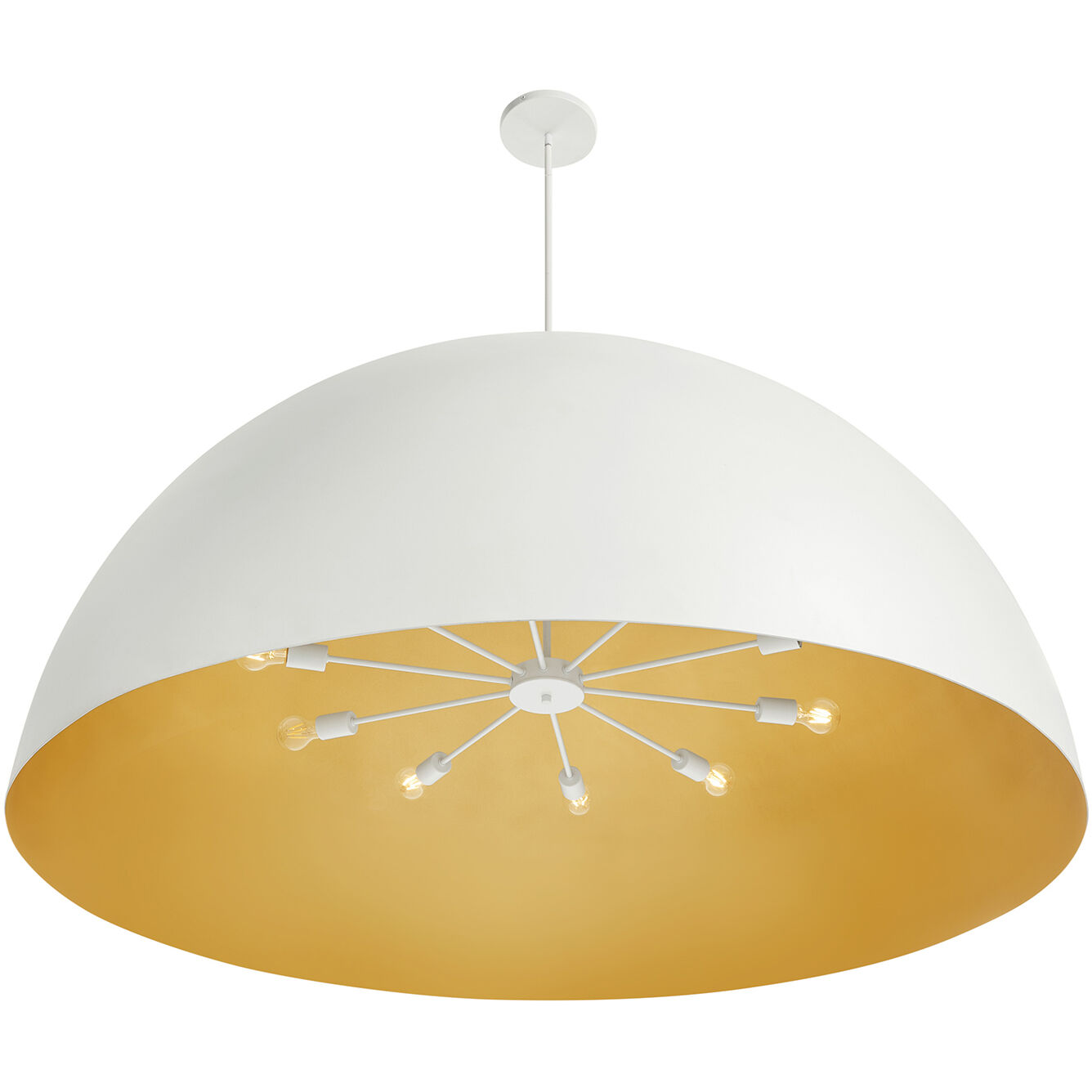 Elias 10 Light 59 inch Matte White Pendant Ceiling Light in 59" D x 59" W x 30.5" H, Matte White with Champagne Gold interior, EVOLV