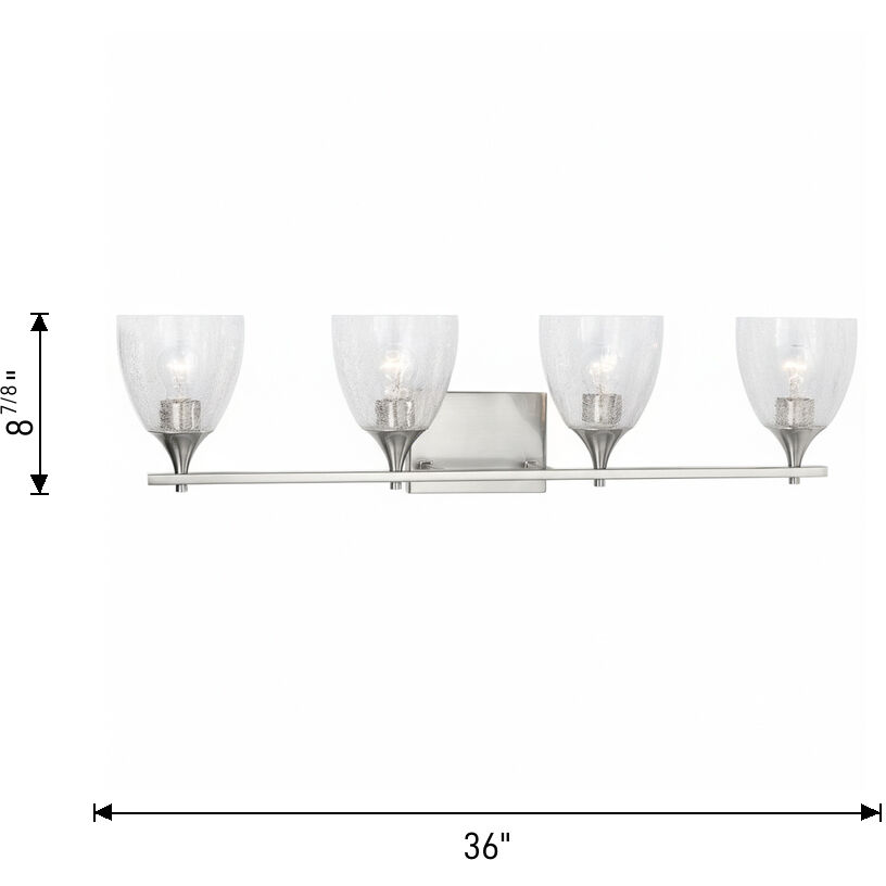Drew & Jonathan Toffino 4 Light 36 inch Brushed Nickel Vanity Light Wall Light in Clear Crackle Glass