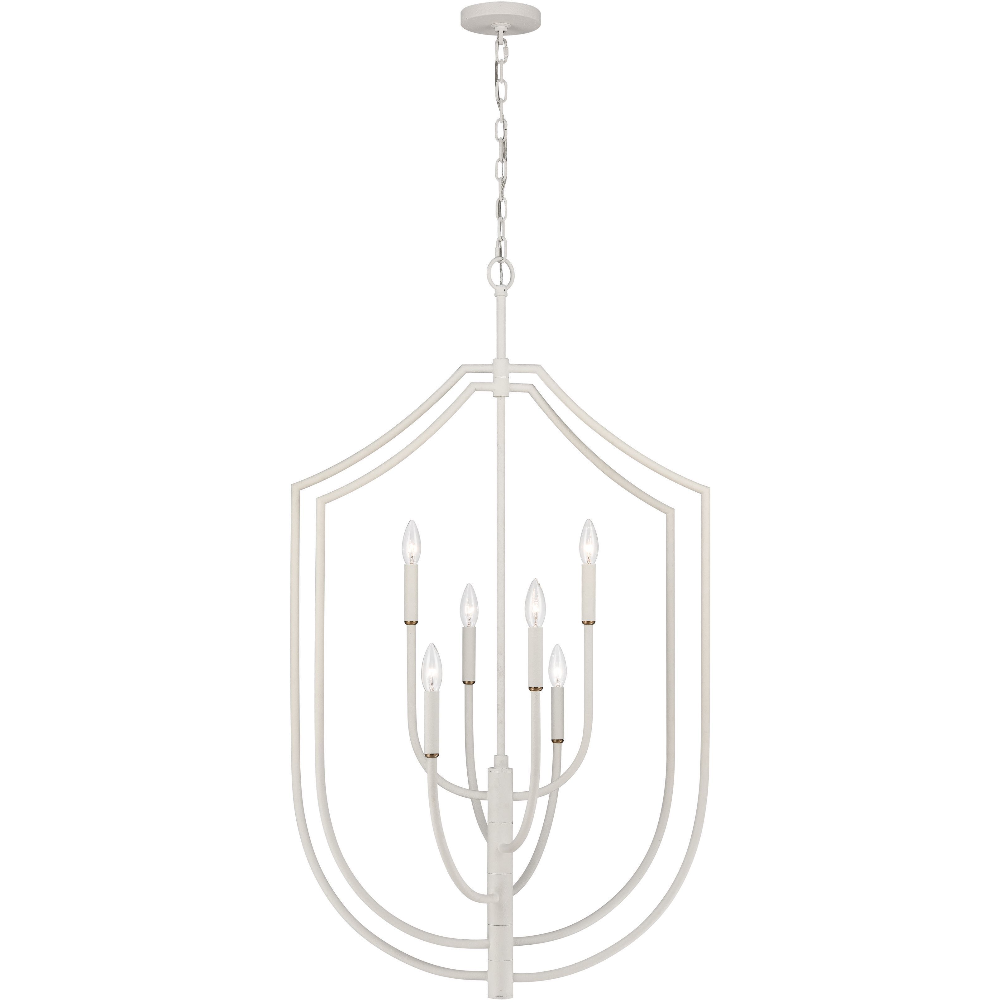 Continuance 6 Light 26 inch Textured White with Satin Brass Pendant Ceiling Light