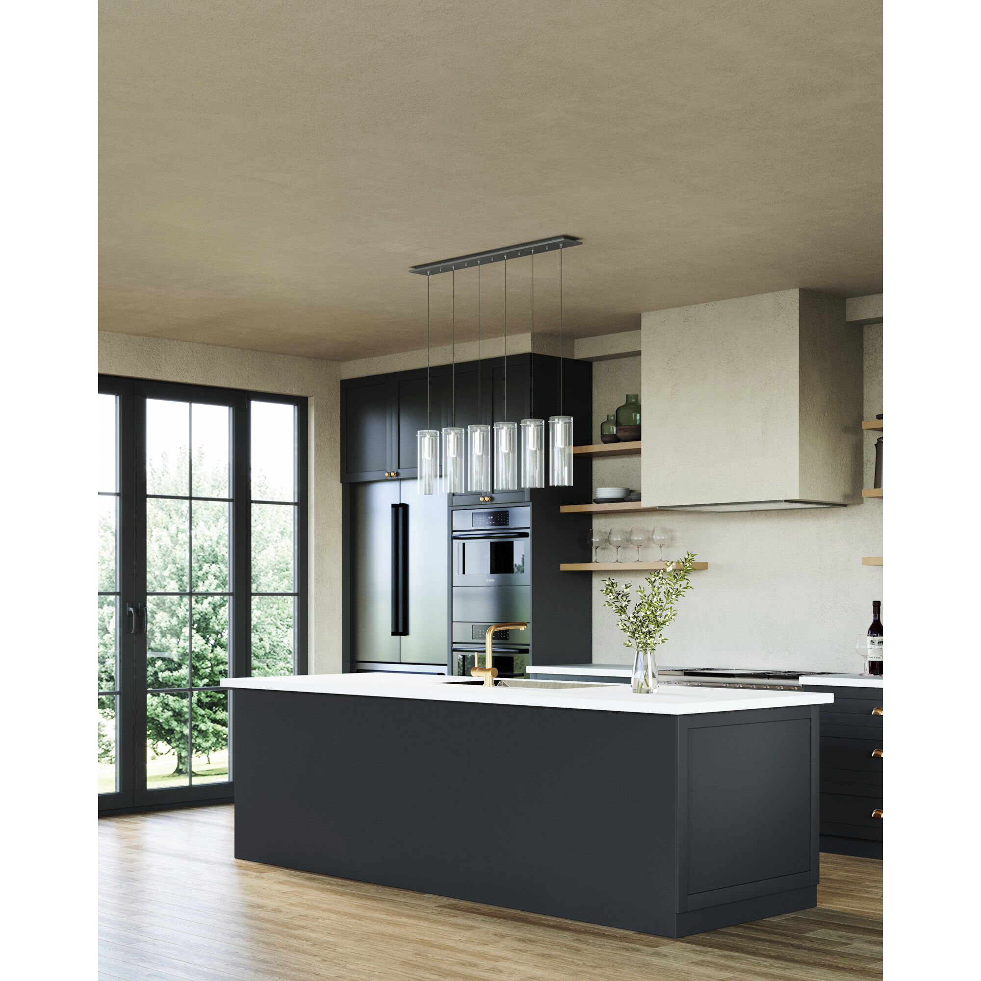 Champagne Multi Pendant Ceiling Light in Chrome