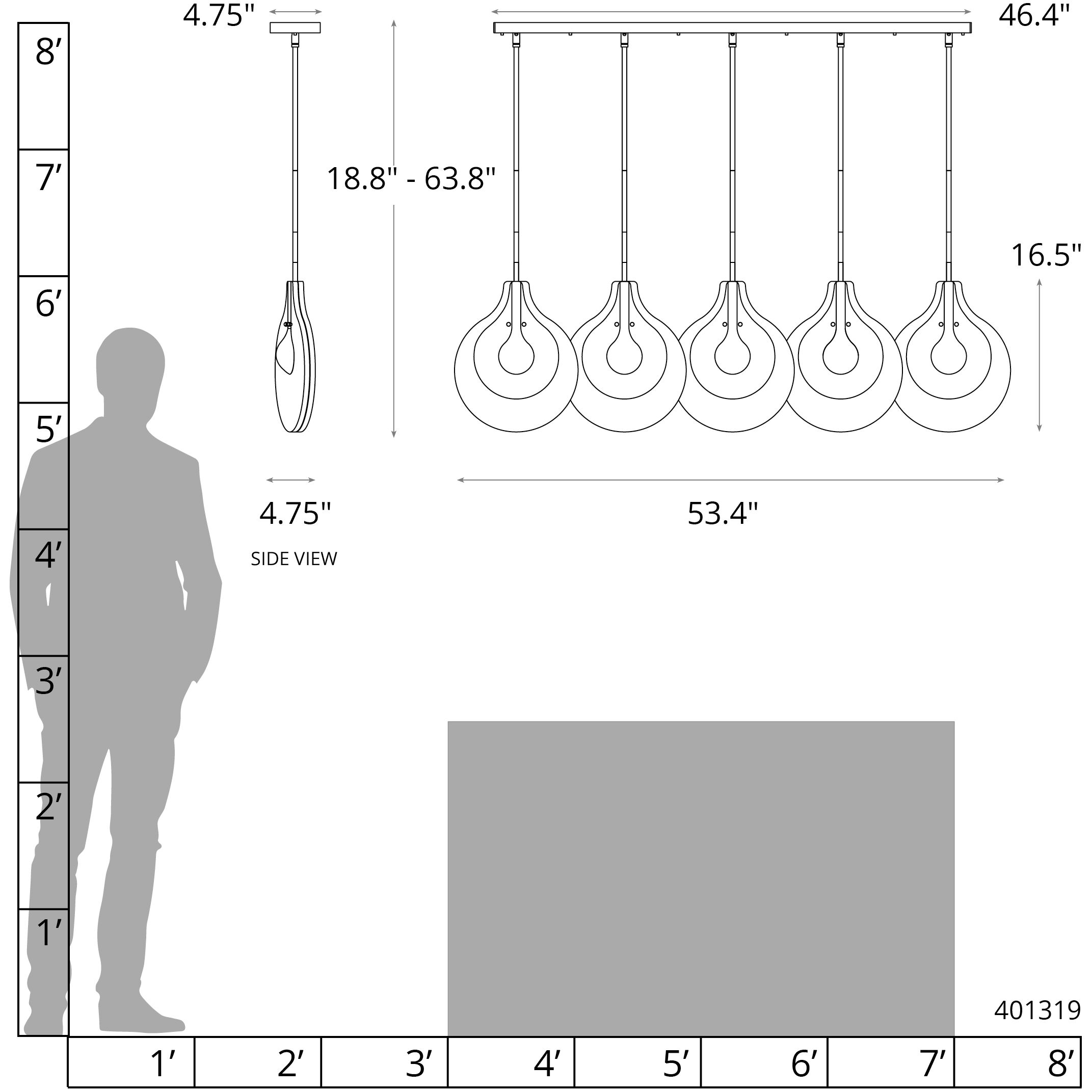 Art & Alchemy Veneto 5 Light 53.4 inch Oil Rubbed Bronze Linear Pendant Ceiling Light