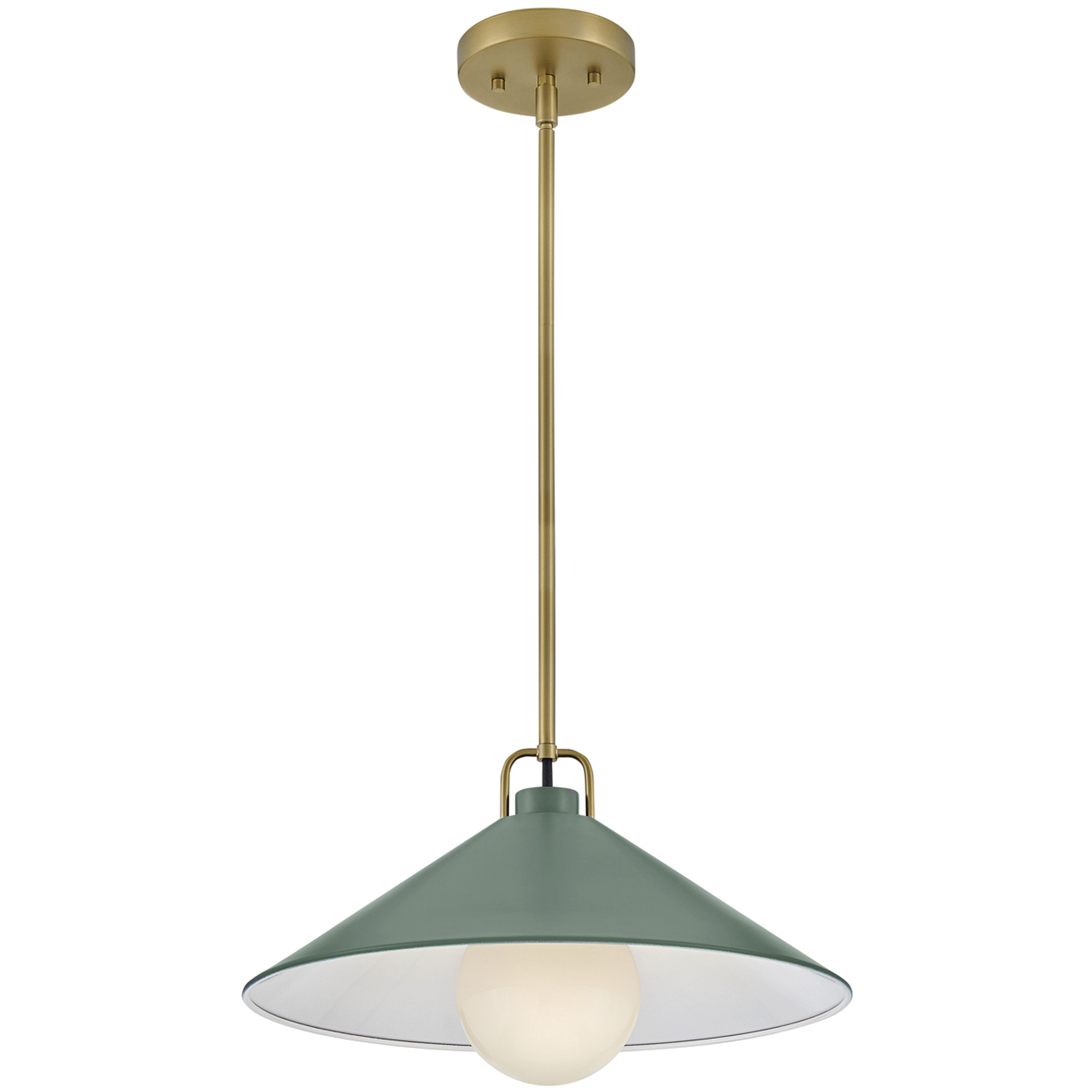 Milo LED 16 inch Lacquered Brass with Sage Green accents Pendant Ceiling Light