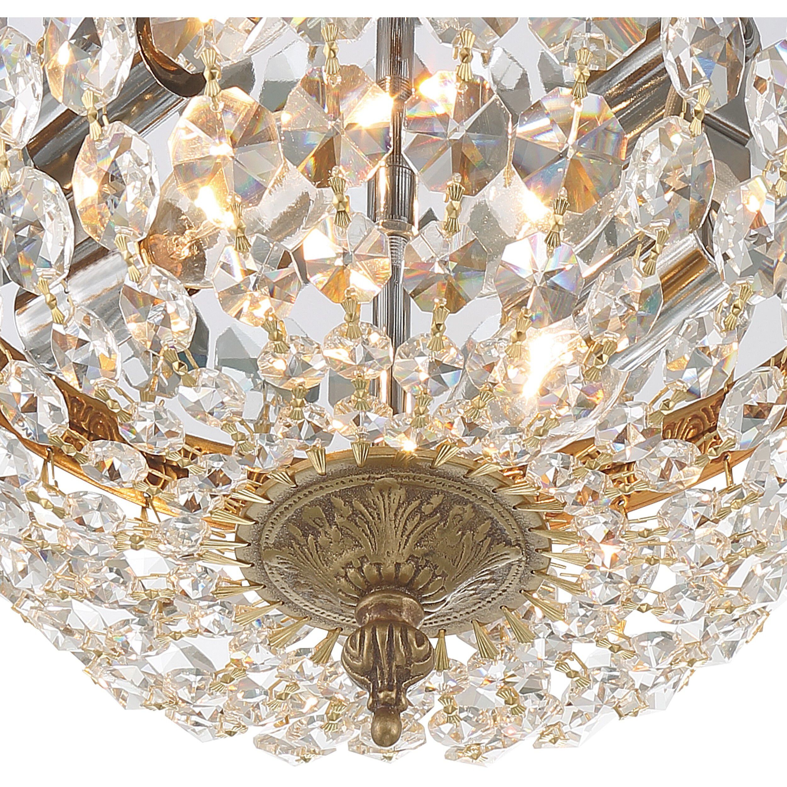 Waltham 2 Light 10 inch Olde Brass Flush Ceiling Light in Clear Spectra