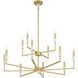 Montclair 12 Light 38 inch Brushed Gold and White Chandelier Ceiling Light