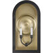 Grotto 2 Light 22.5 inch Matte Black with Vintage Gold Outdoor Wall Lantern