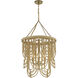 Bremen 4 Light 22 inch Burnished Brass with Natural Rattan Pendant Ceiling Light