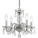 Traditional Crystal 4 Light 15 inch Polished Chrome Mini Chandelier Ceiling Light in Clear Italian
