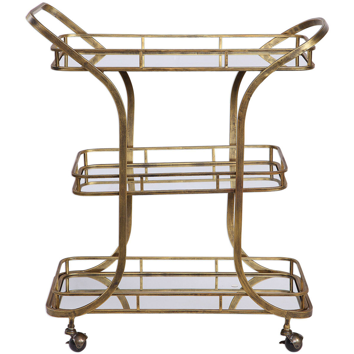 Stassi Antiqued Gold Serving Cart