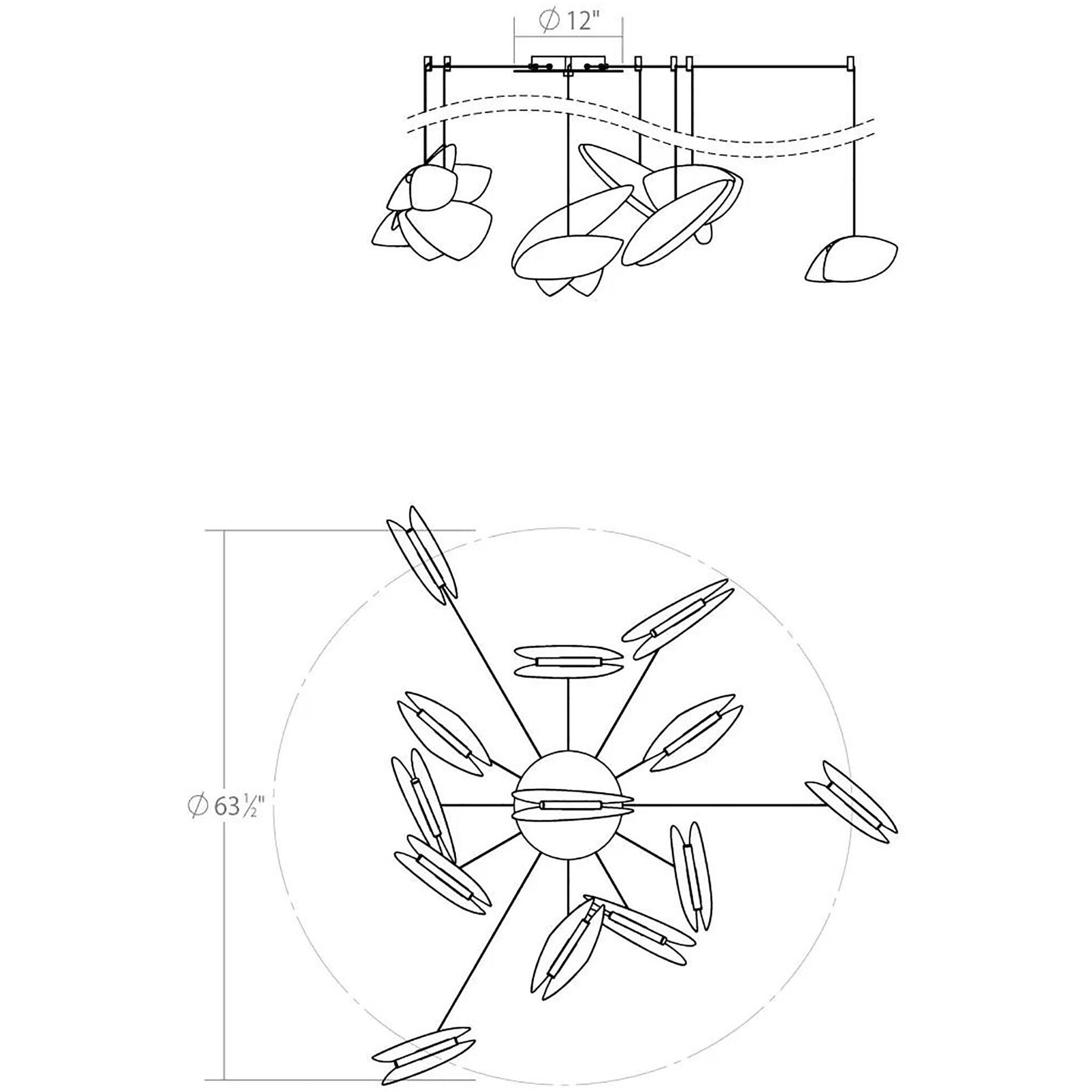 Papillons LED 30 inch Satin Black Pendant Ceiling Light in Multi
