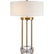 Pantheon 27 inch 60.00 watt Antique Brass and Crystal Table Lamp Portable Light