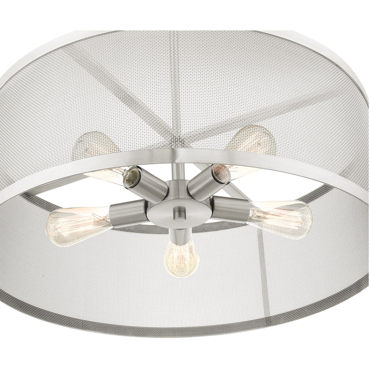 Industro 5 Light 25 inch Brushed Nickel Chandelier Ceiling Light