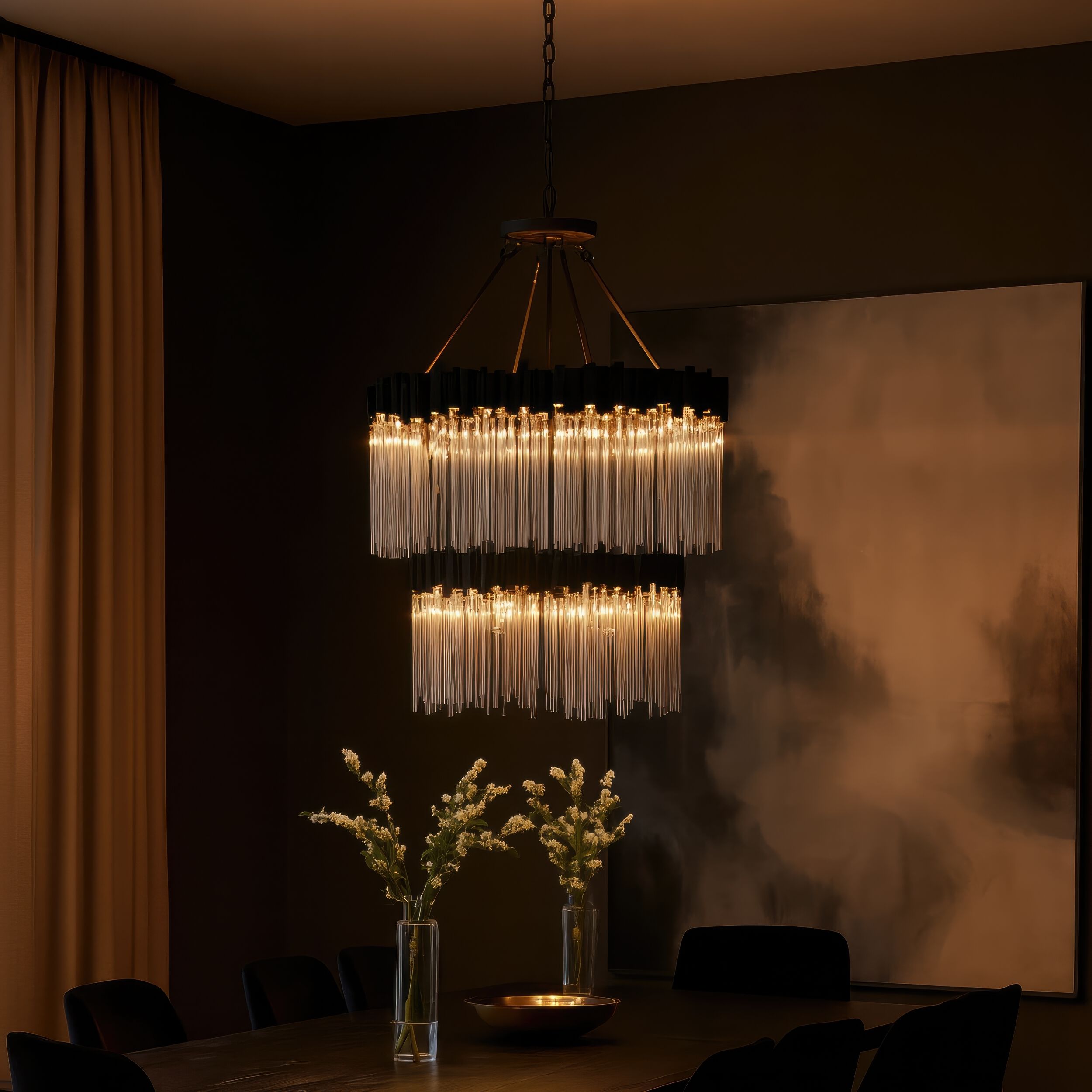 Matrix 14 Light 30 inch Matte Black and French Gold Chandelier Ceiling Light in Matte Black/French Gold