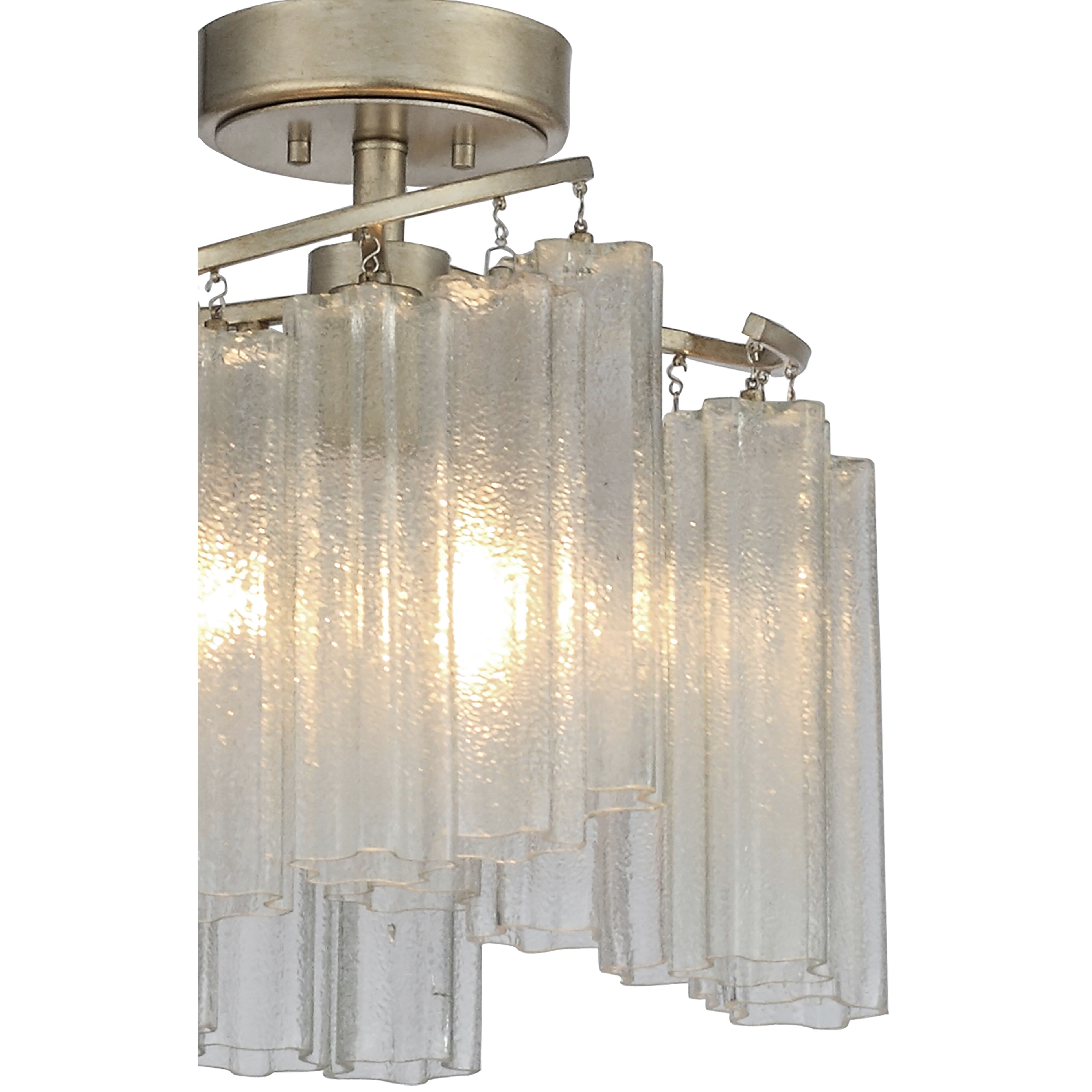 Victoria 3 Light 17 inch Golden Silver Semi-Flush Mount Ceiling Light