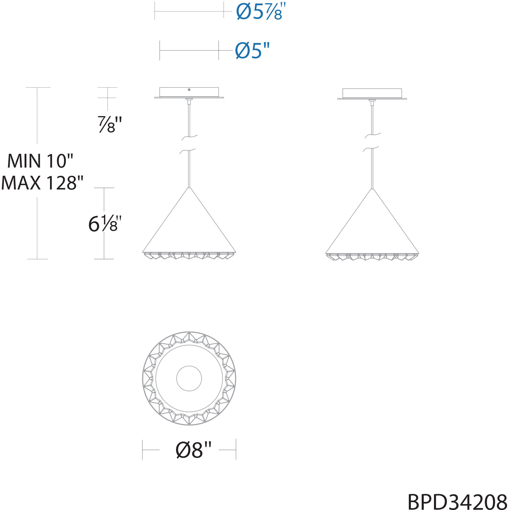 Primrose LED 8 inch Chrome Mini Pendant Ceiling Light in Polished Chrome, Beyond