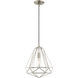 Geometric 1 Light 12 inch Brushed Nickel Mini Pendant Ceiling Light