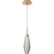 Aalto LED 3.8 inch Novel Brass Pendant Ceiling Light in 3000K LED, Optic Rib Smoke