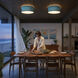 Stretch 1 Light 17 inch Satin Nickel Flush Mount Ceiling Light in Turquoise Linen