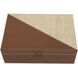 Leather & Raffia 12 inch Brown and Natural Boxes, Set of 2